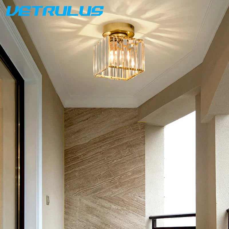 DecorBites™ Crystal Ceiling Chandelier: Minimalist Luxury Lighting for Home, Hotel, Balcony, Corridor