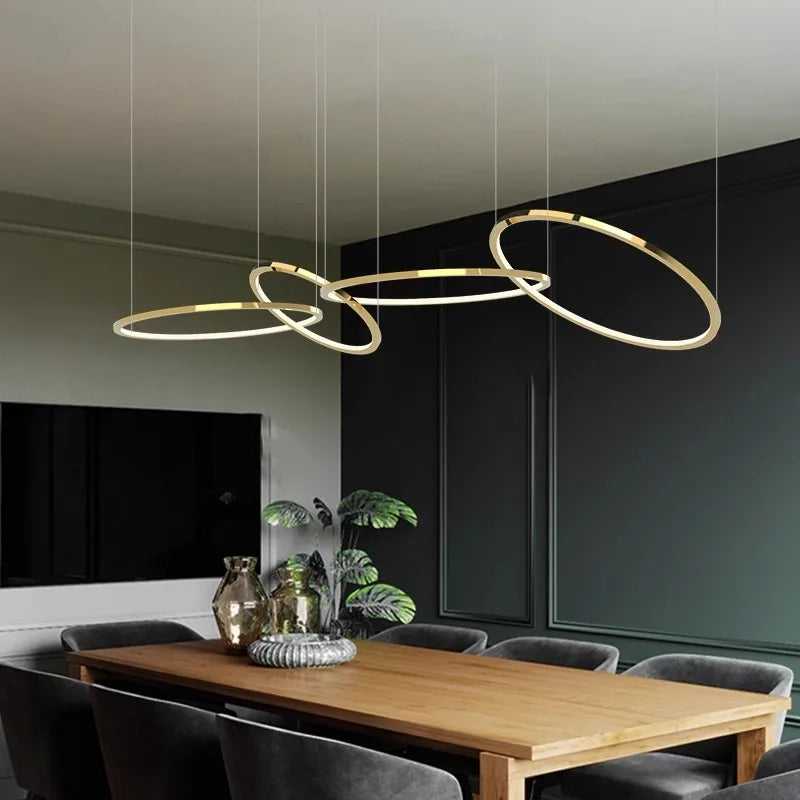 DecorBites™ Gold Stainless Steel Silicone Pendant Lamp - Modern Round LED Lustre