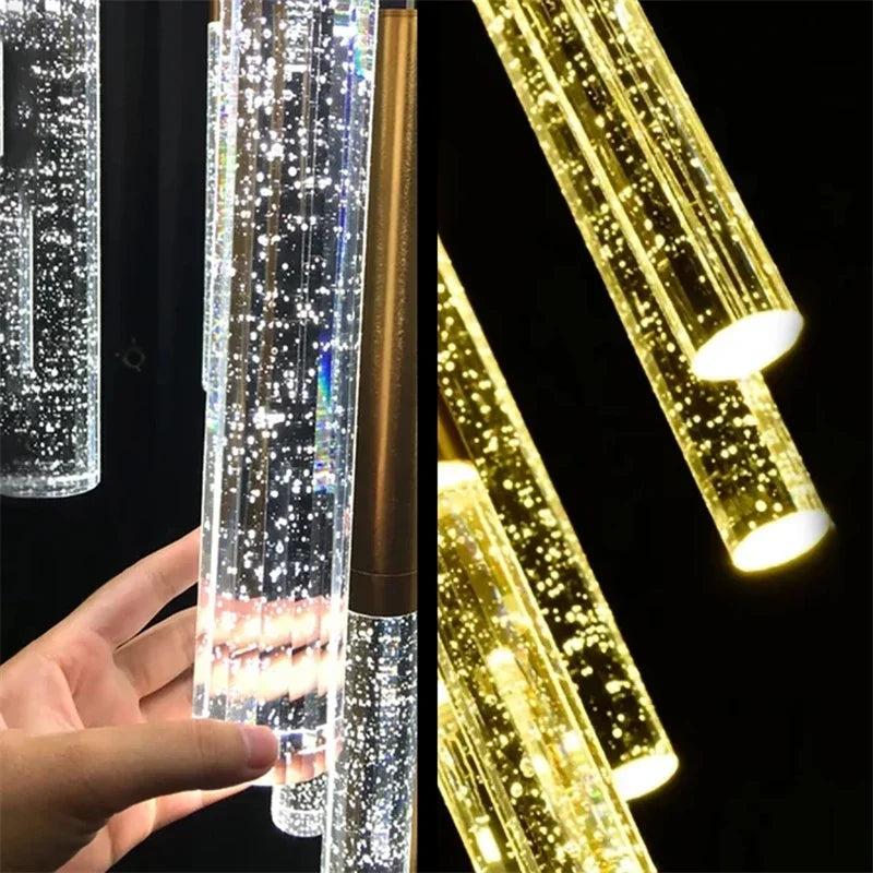 DecorBites™ Crystal LED Chandelier: Stylish Lighting for Staircase & Living Room