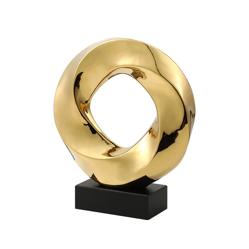 DecorBites™ Geometric Gold Ring Hollow Decor Figurines Home Accessory