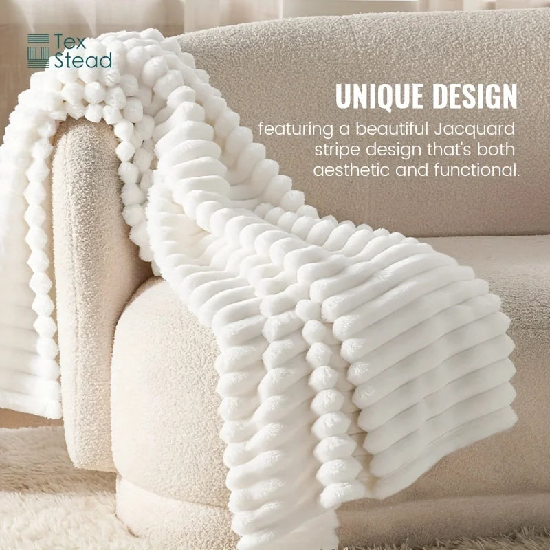 DecorBites™ Fuzzy Super Soft Flannel Throw Blanket - Luxe Plush Blanket for Sofa, Bed