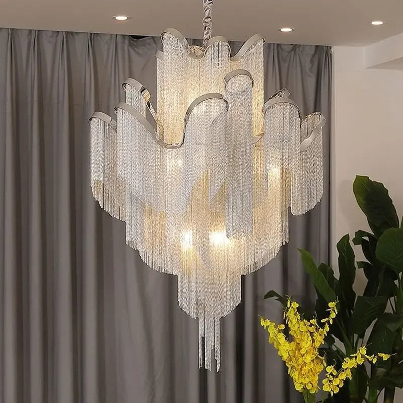 DecorBites™ LED Flower Tassels Ceiling Chandelier for Living Room and Staircase