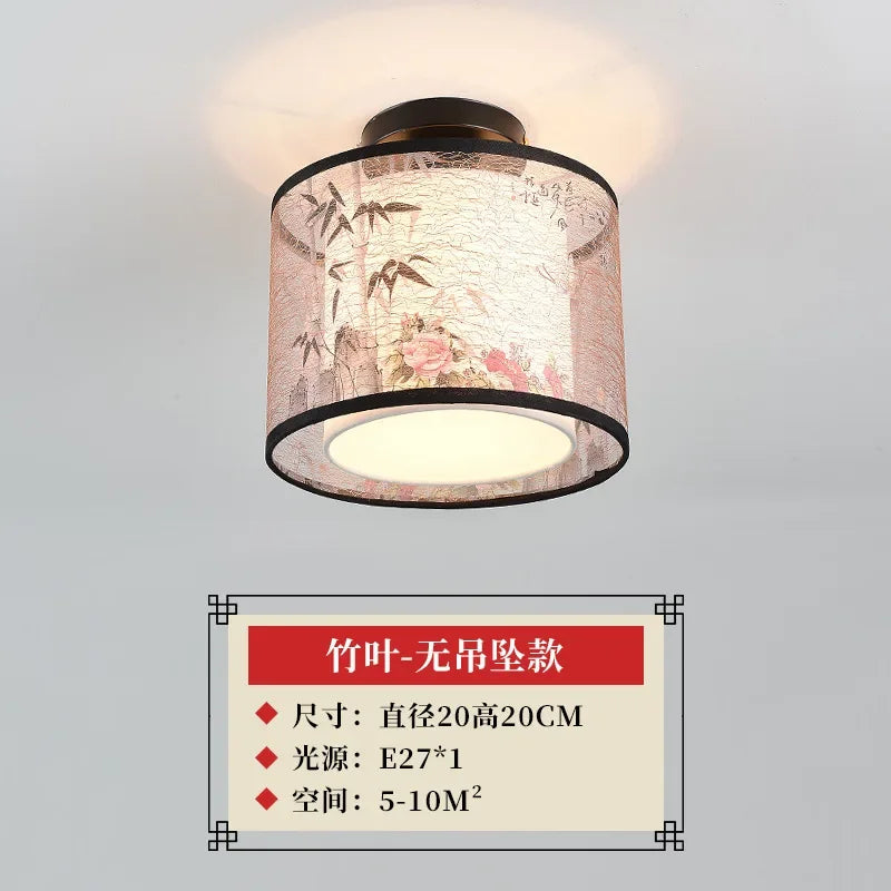 DecorBites™ Lotus Chinese Chandelier Ceiling Lamp Simple Corridor Painting LED Lighting