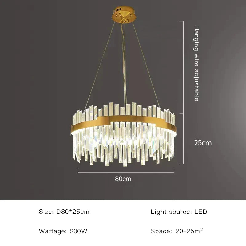DecorBites™ Gold Full Spectrum Crystal Chandelier for Living, Dining & Bedroom