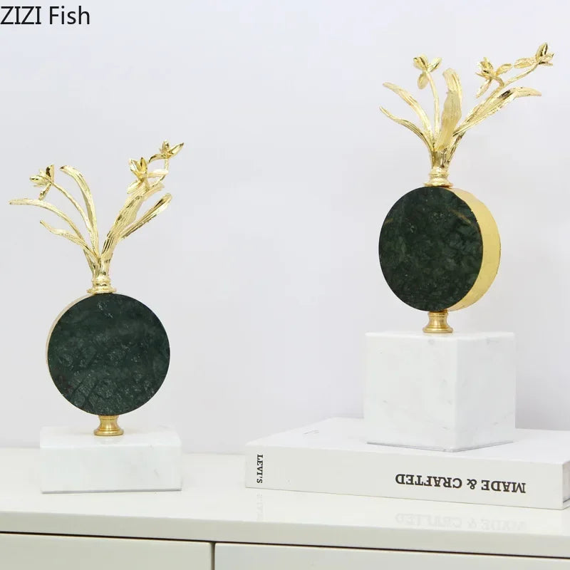 DecorBites™ Gold-plated Flower Crystal Sculpture Desk Decoration Modern Crafts Room Decor