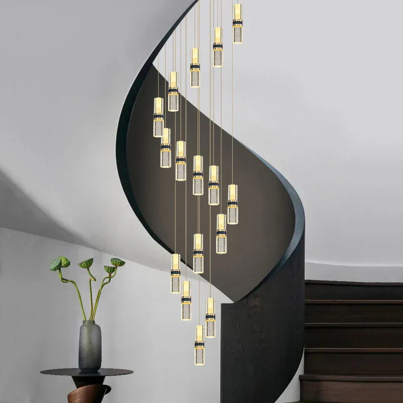 DecorBites™ Crystal Columnar Chandelier for Stairway, Bubble Design for Home, Restaurant, or Bar