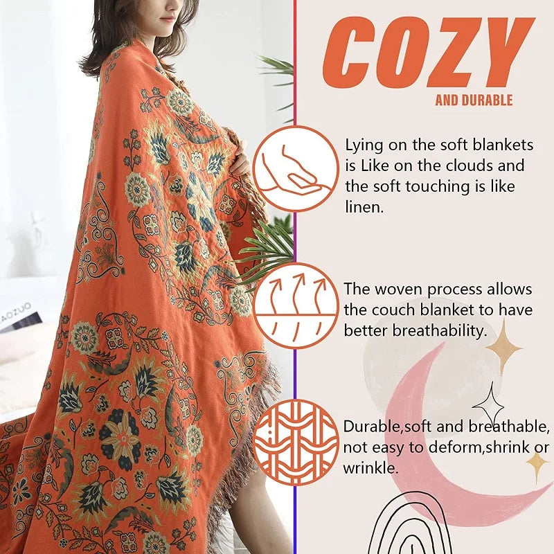 DecorBites™ Gauze Boho Towel Blanket - Soft Cotton Nordic Sofa Cover & Throw