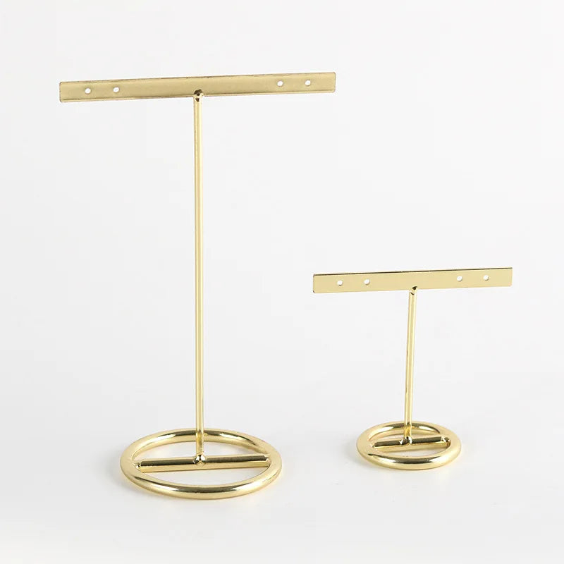 DecorBites™ Golden Geometric Jewelry Display Rack - Desktop Storage & Home Decoration