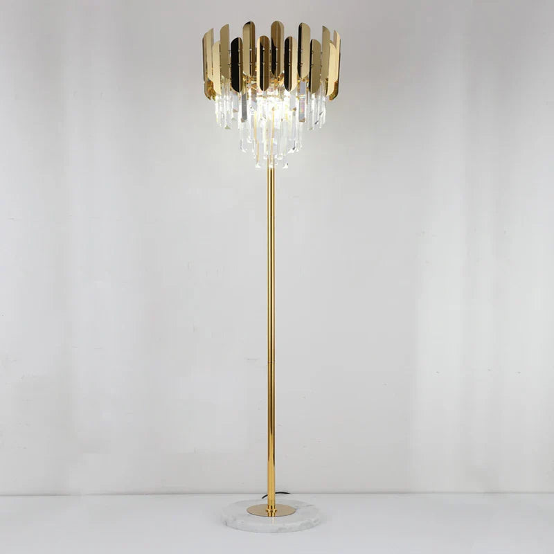 DecorBites™ Crystal Gold Floor Lamp for Bedroom & Living Room - Modern Luxury LED Light
