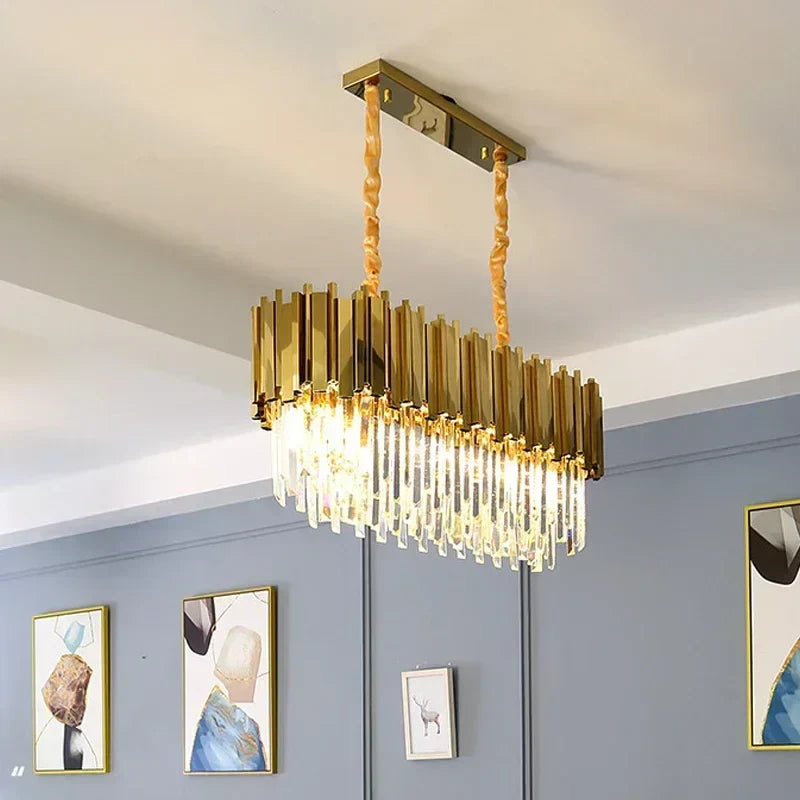 DecorBites™ Golden Luxury Chandelier: Elegant Crystal Ceiling Light for Hotel Living Room