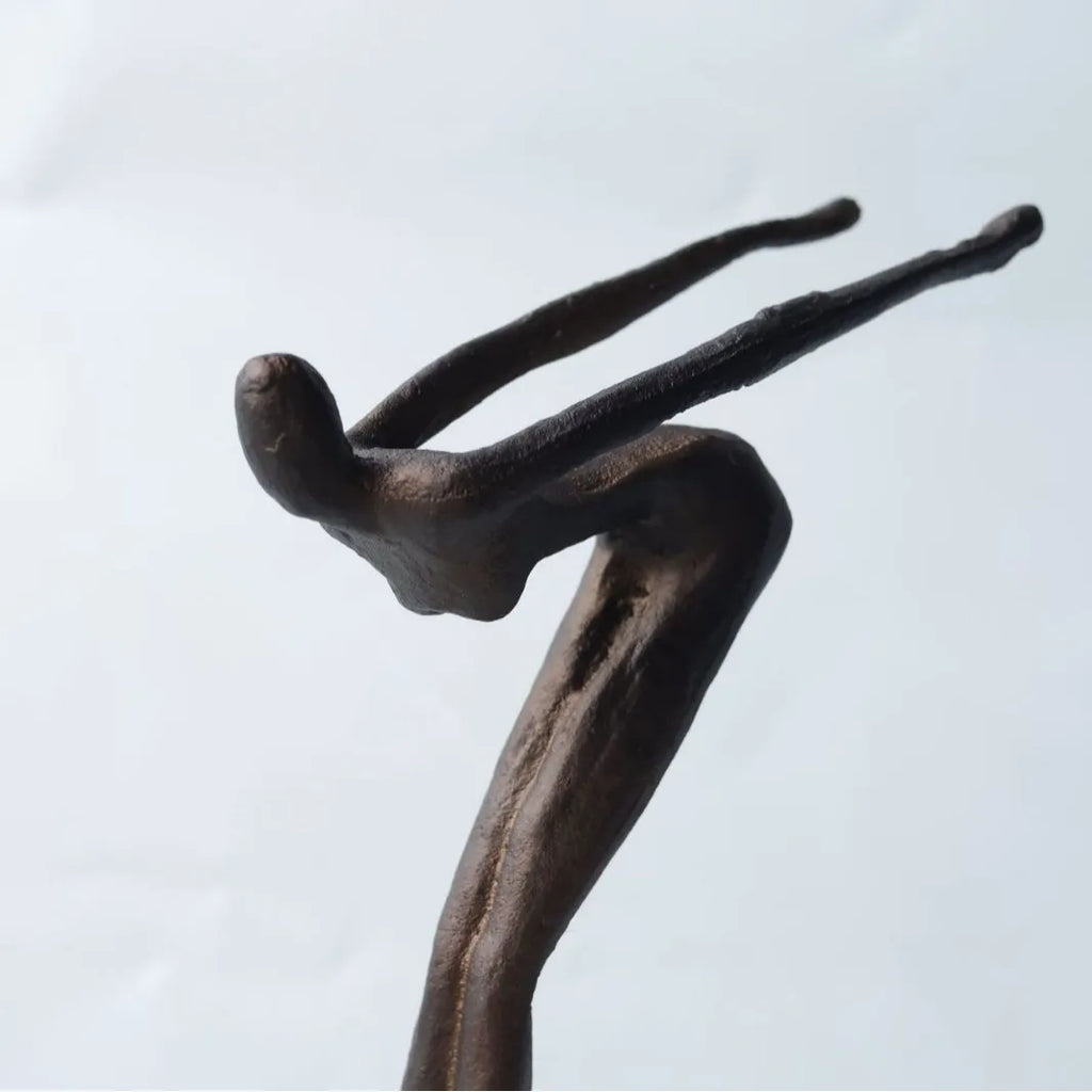 DecorBites™ Diving Sportsman Metal Sculpture - Abstract Swimming Figure for Home Decor