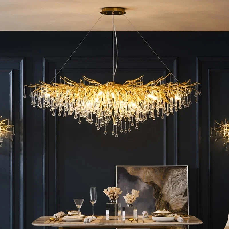 DecorBites™ Crystal Branch Chandelier LED Ceiling Light for Living Bedroom Décor