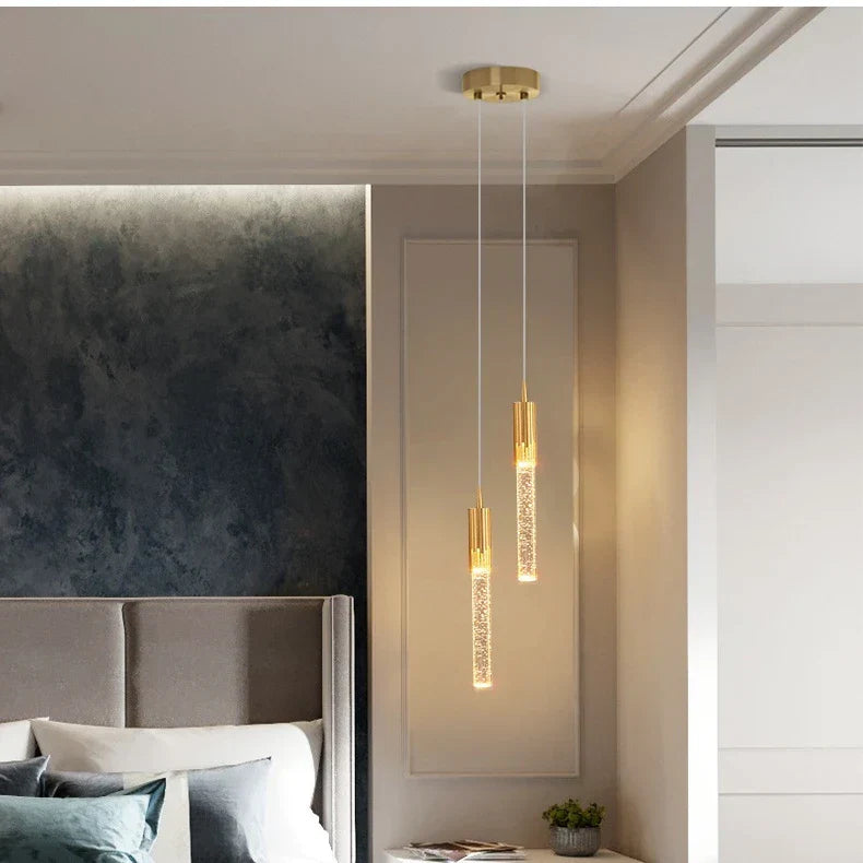 DecorBites™ Crystal LED Pendant Lamp Gold Black Chandelier for Dining Living Room