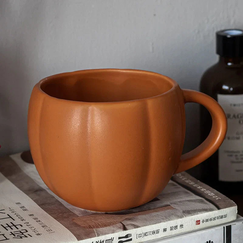 DecorBites™ Halloween Pumpkin Ceramic Mug with Retro Enamel Handle for Coffee Milk Tea