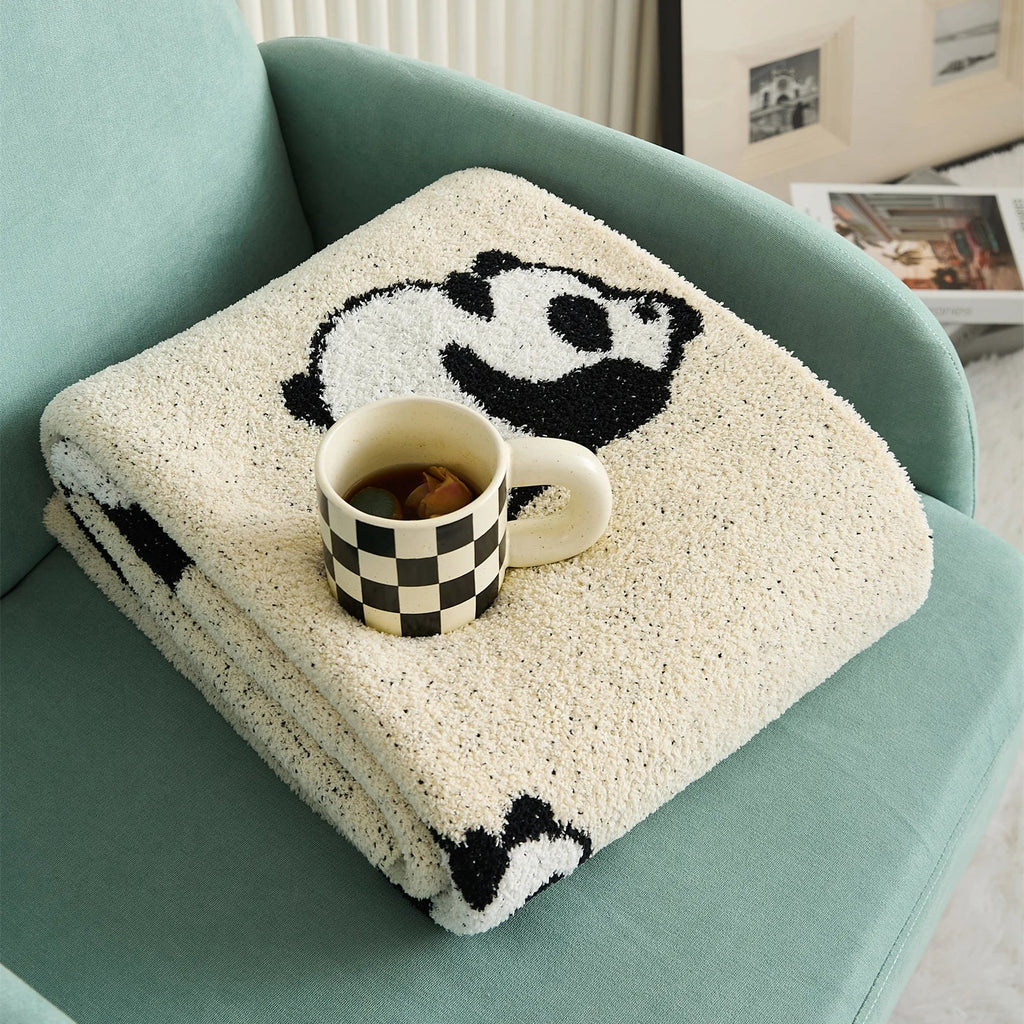 DecorBites™ Kawaii Panda Jacquard Throw Blanket