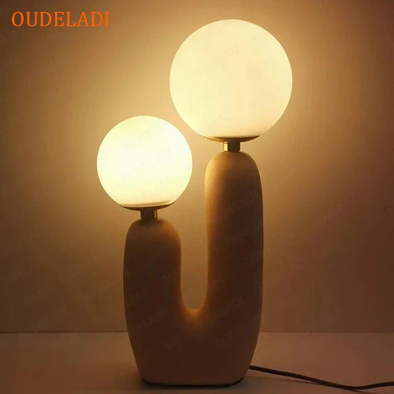 DecorBites™ Glass Ball LED Table Lamp: Green Pink Resin Nordic Style for Home Decor