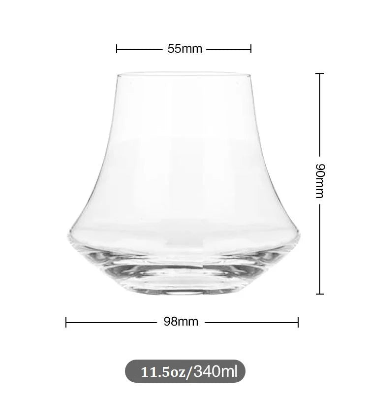 DecorBites™ Crystal Whiskey Glass Tumbler | Wind Edge Shape Spirits Cup | Thick Bottom Glass