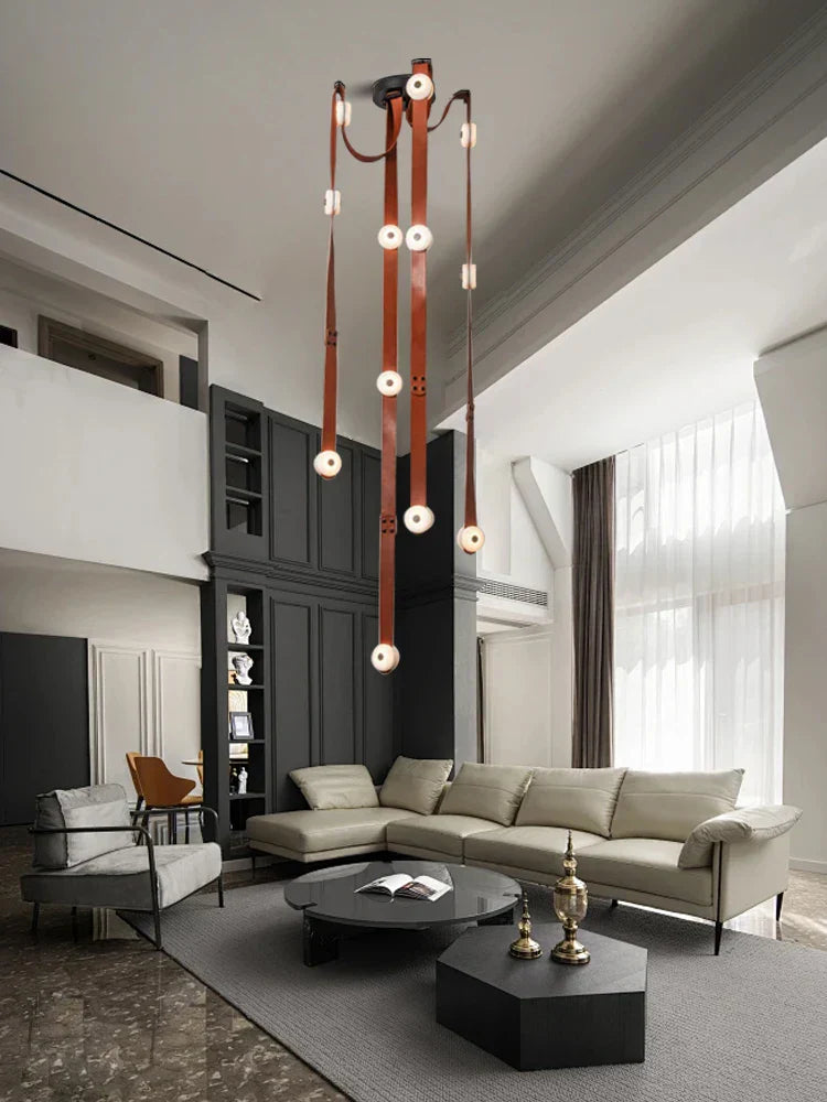 DecorBites™ Designer Belt Marble Pendant Lights: Luxury Dimmable Fixture for Villa Duplex