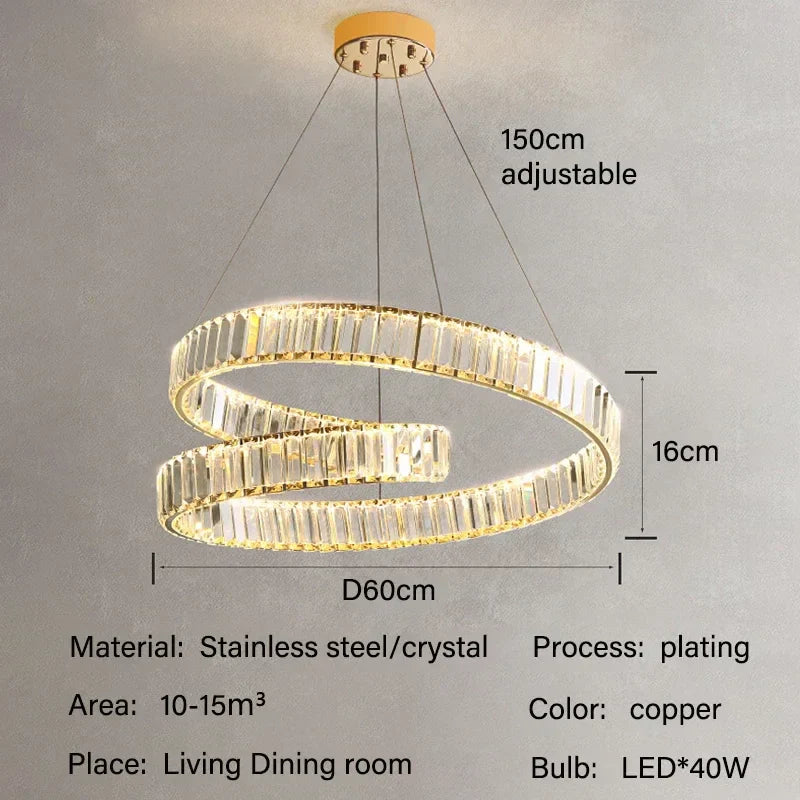 DecorBites™ Crystal LED Pendant Lights: Modern Luxury Chandelier for Living and Dining Rooms