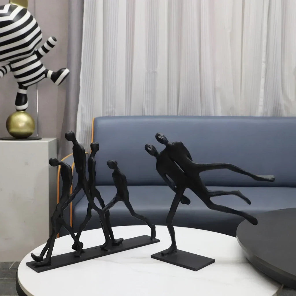 DecorBites™ Iron Man Abstract Sculpture Black Metal Figurine Decor for Room Aesthetics