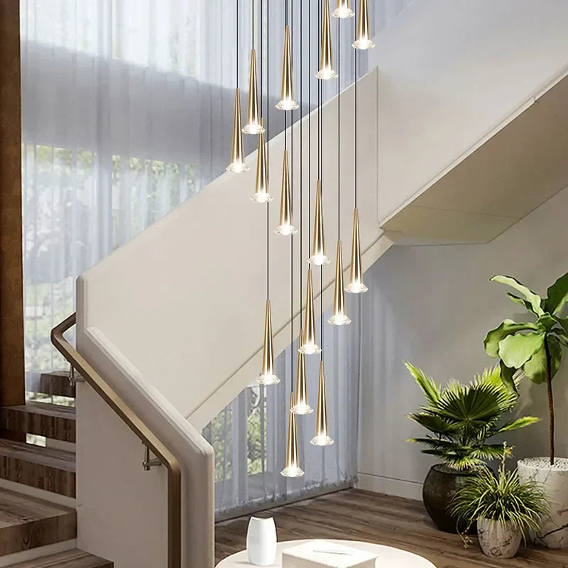 DecorBites™ Crystal LED Chandelier: Luxury Pendant Light, Staircase Suspension Luminaire, Indoor Hanging Lamps