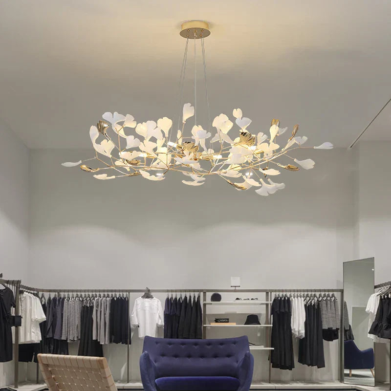 DecorBites™ Gold Branches Chandeliers with Porcelain Leaves Pendant Light - Luxury Living Room Decor