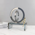 DecorBites™ Geometric Crystal Rings Golden Man Ornament Glass Figurines Home Decor