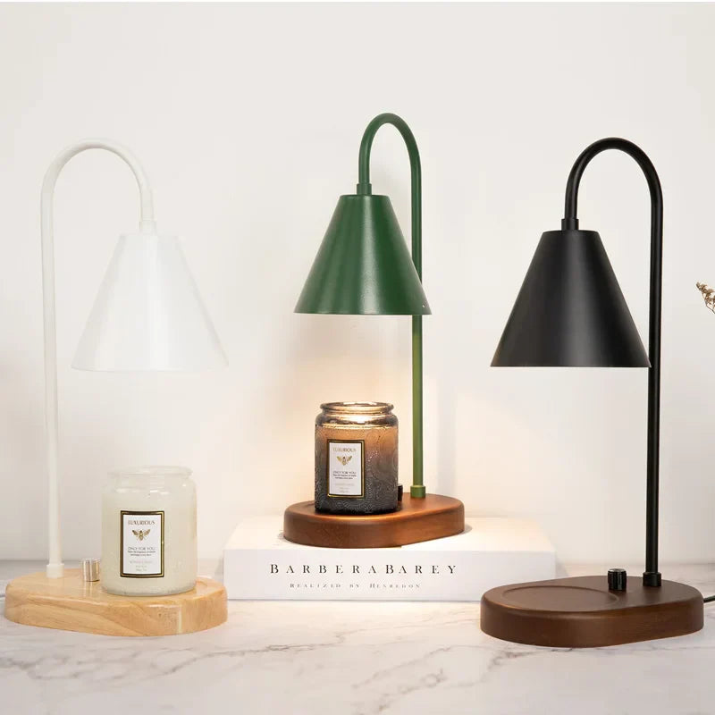 DecorBites™ Electric Candle Lamp Warmer: Romantic Wooden Base Aromatherapy Light for Bedside Decor
