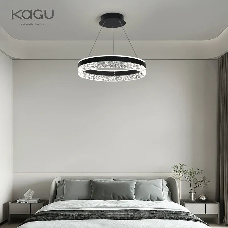 DecorBites™ Crystal Rings LED Chandelier Black&White Frame