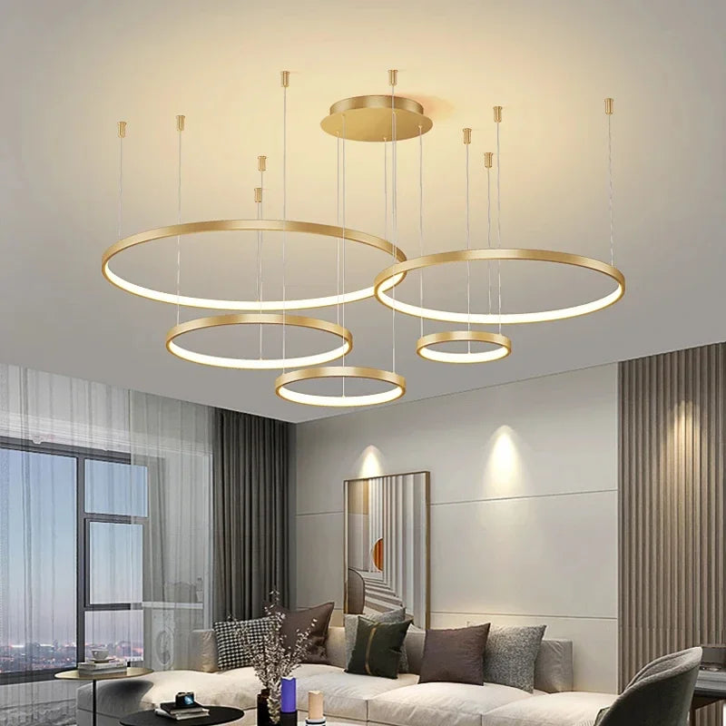 DecorBites™ Acrylic LED Ring Pendant Light Modern Minimalist Art Decor Chandelier
