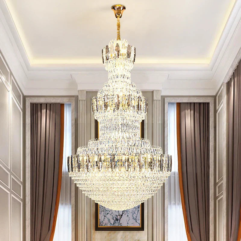 DecorBites™ Crystal Chandelier: Postmodern Light Luxury for Hotel Lobby, Villa, and Duplex Floors