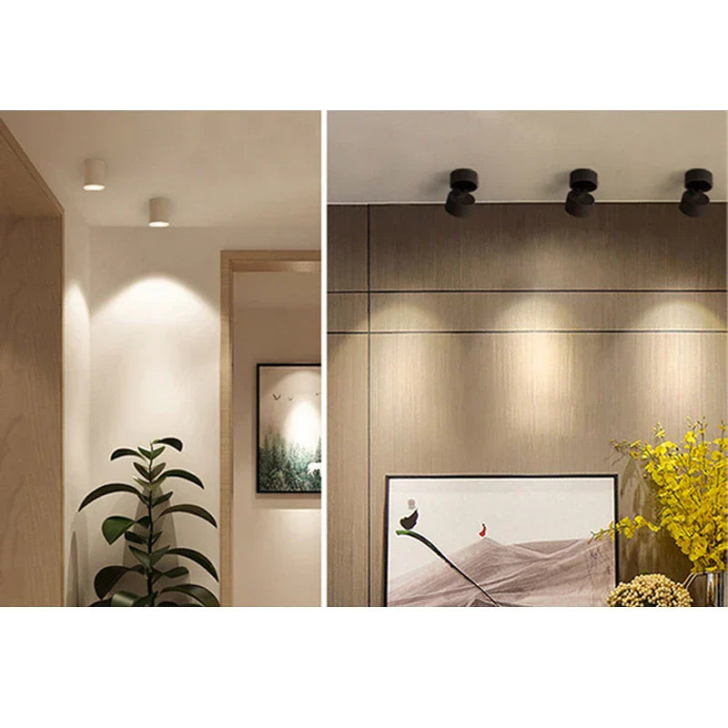 DecorBites™ COB LED Ceiling Spot Light, Adjustable Angle, Black/White Shade, AC85-265V