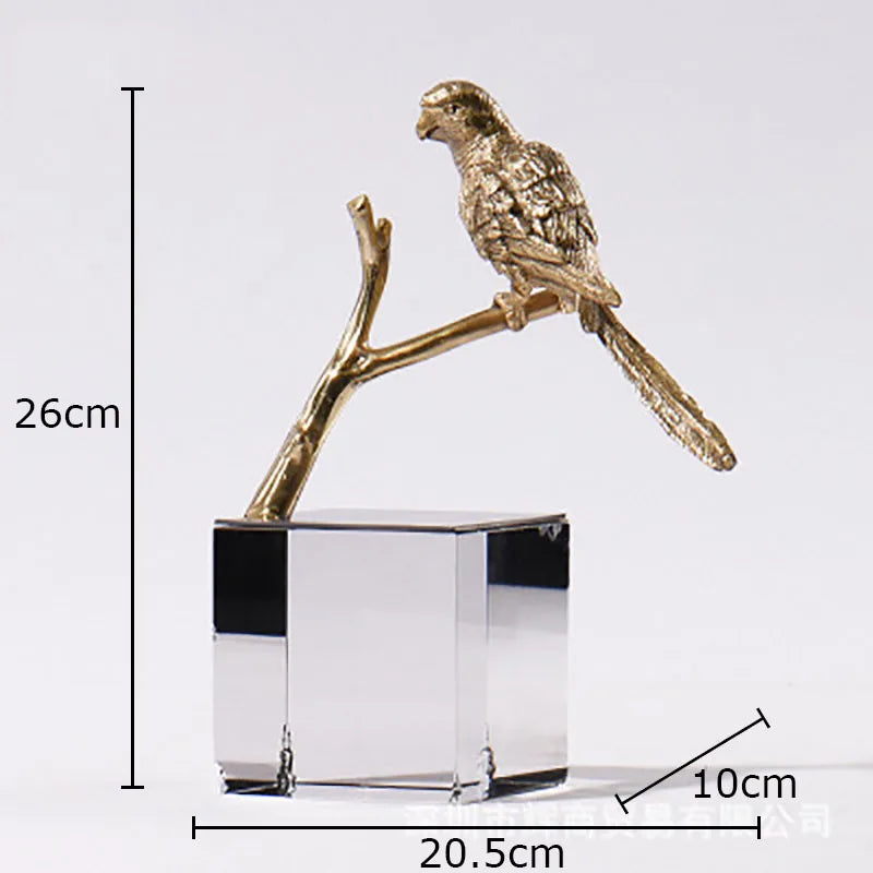 DecorBites™ Copper Bird Statue Crystal Base Ornament - Room Aesthetic Decor
