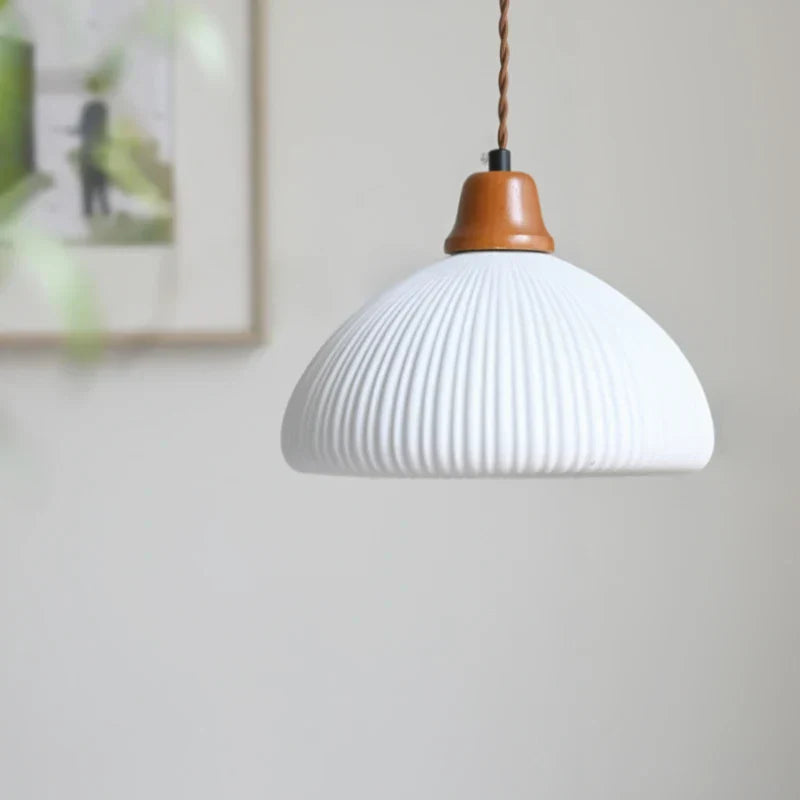 DecorBites™ Brown Wood LED Pendant Lamp Ceramic Nordic Hanging Light Fixtures