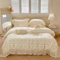 DecorBites™ French Princess Floral Lace Ruffles Bedding Set with Imitation Pearls