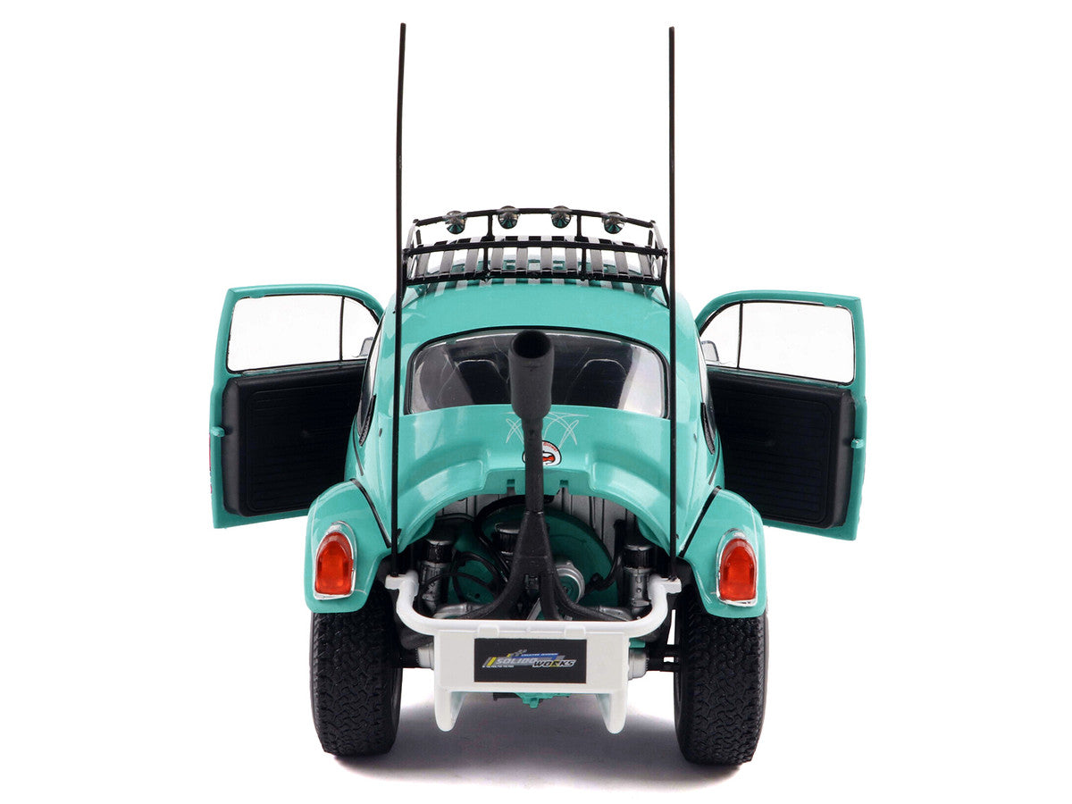 1976 Volkswagen Beetle Baja Miami Green with Pink Graphics 1/18 Diecast Model Car by Solido