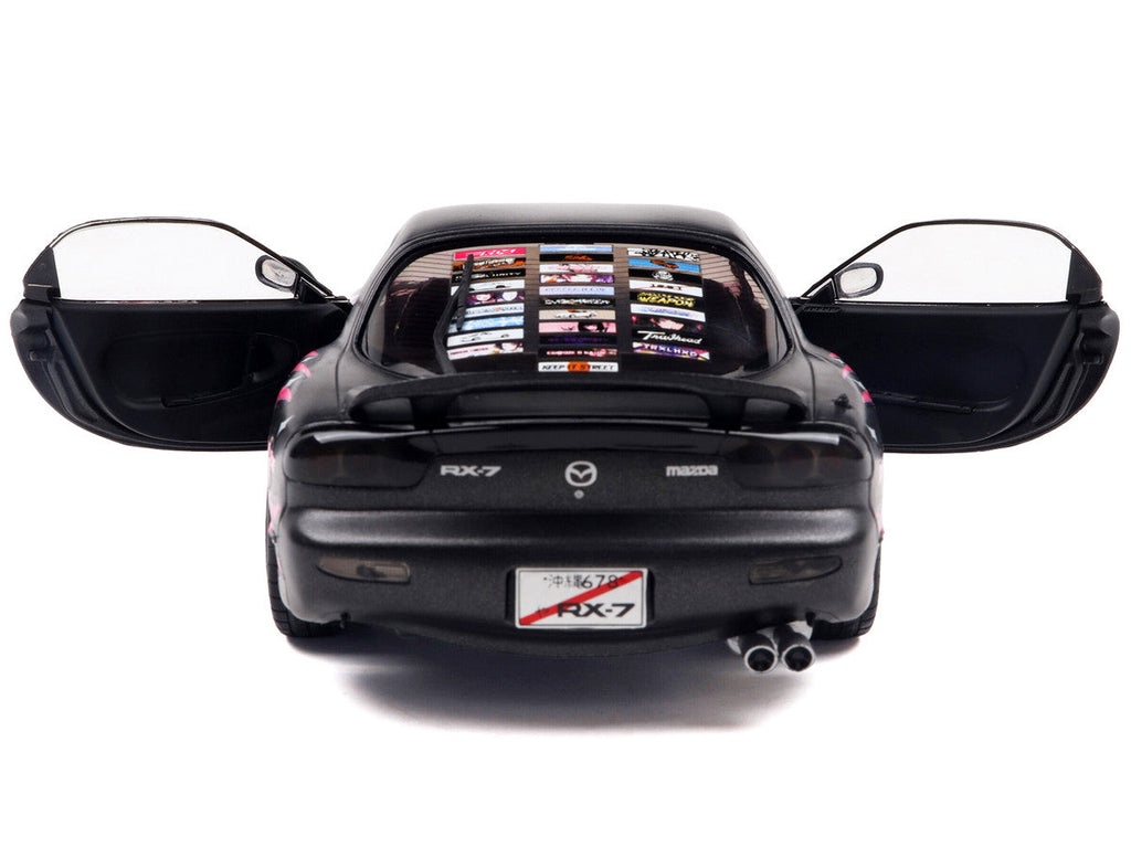 1994 Mazda RX7 (FDRS) RHD (Right Hand Drive) "Itasha Club" Black Metallic with Pink Graphics 1/18 Diecast Model Car by Solido