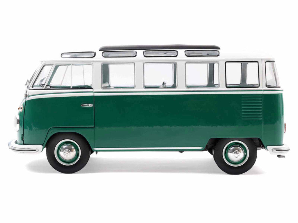 1962 Volkswagen T1 Samba Bus Green and White 1/18 Diecast Model Car by Solido