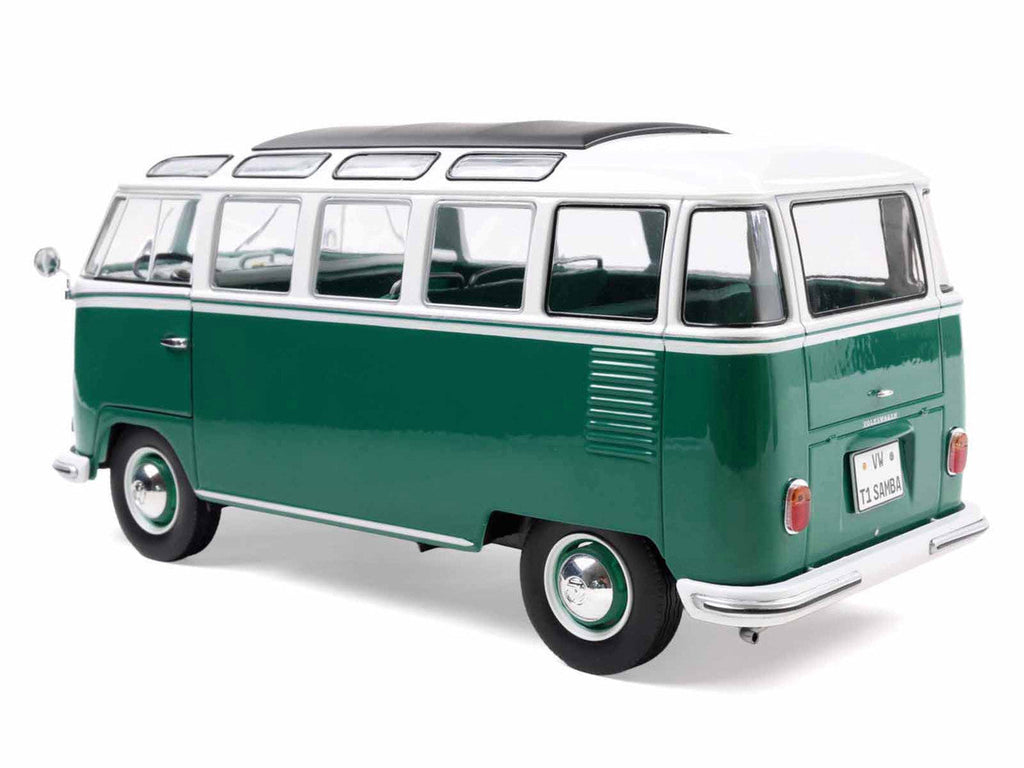 1962 Volkswagen T1 Samba Bus Green and White 1/18 Diecast Model Car by Solido