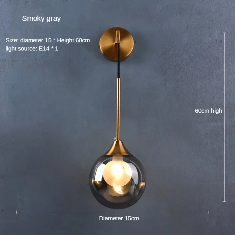 DecorBites™ Glass Ball Gold Wall Sconce - Modern Nordic Indoor Bedroom Light Fixture