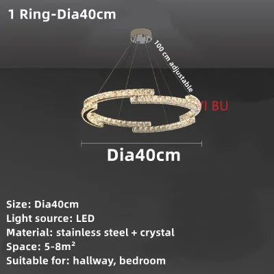 DecorBites™ Crystal Ceiling Chandelier, Stainless Steel Mirror Led Indoor Lighting