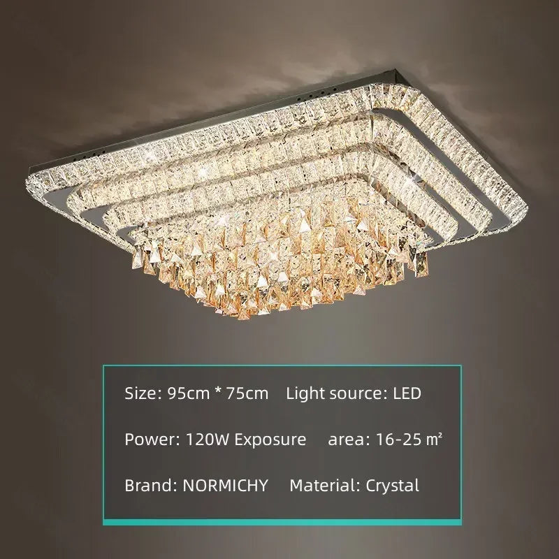 DecorBites™ Crystal LED Chandelier Silver Chrome Remote Control Light
