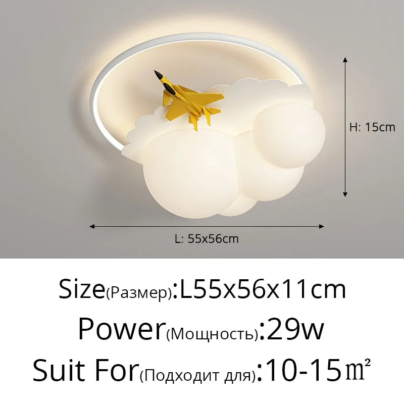 DecorBites™ Kids Cloud Airplane Chandelier Ceiling Light for Children's Bedroom