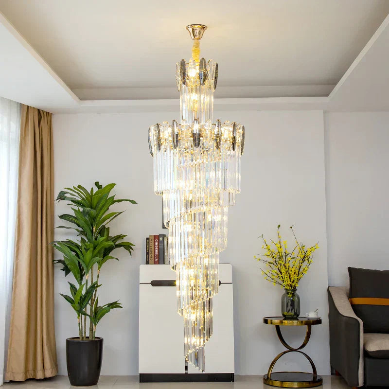 DecorBites™ Crystal Chandelier: Modern Minimalist Duplex Living Room Luxury Light