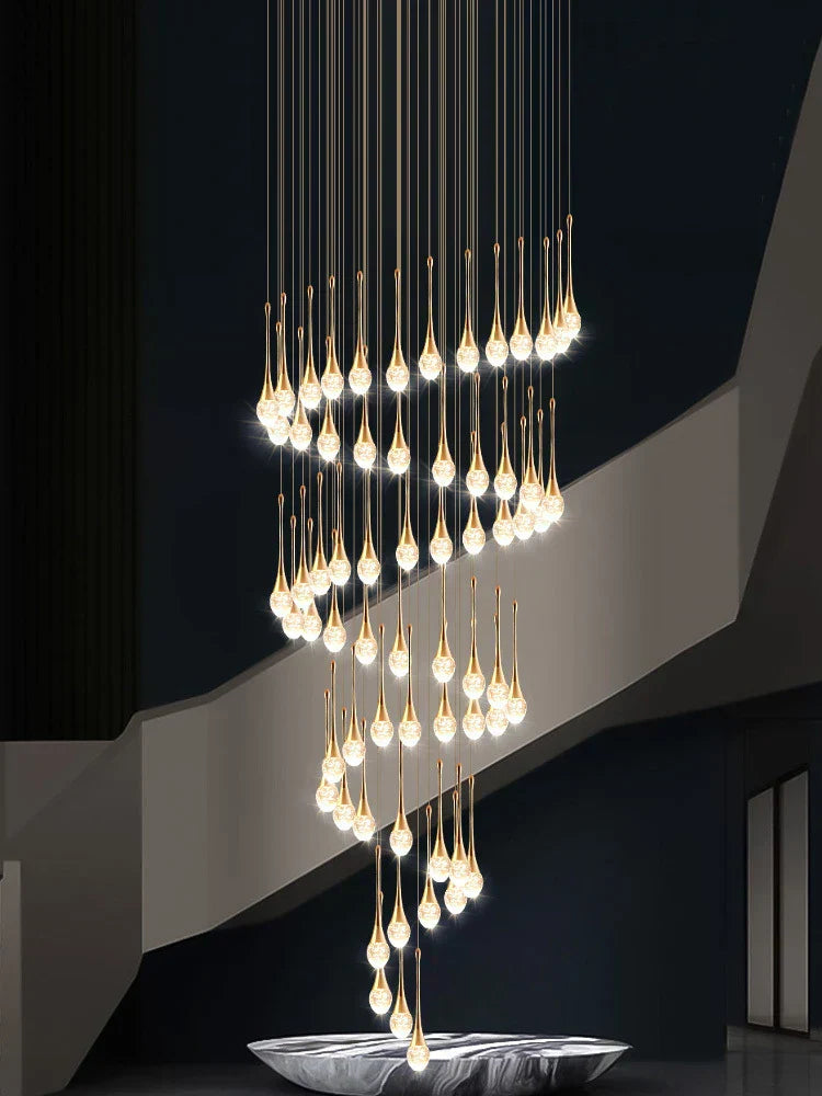 DecorBites™ Crystal LED Chandeliers: Luxury Long Staircase Hanging Lights for Living Room Lobby