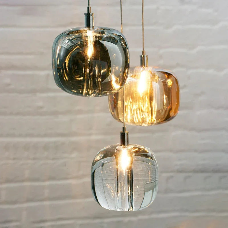 DecorBites™ Crystal Staircase Chandelier: Luxury Modern Lighting Fixture Amber/Smoky Grey/Clear