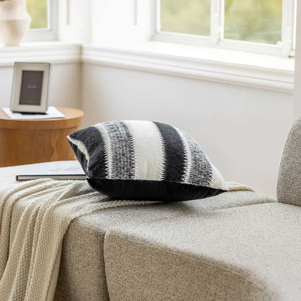 DecorBites™ Knitted Crochet Cushion Cover Black Gray White Nordic Simple Luxury Pillowcase