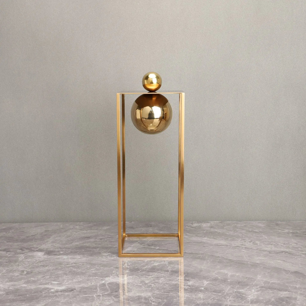 DecorBites™ Geometric Gold Frame Sculpture Decorative Figurines Metal Home Decor