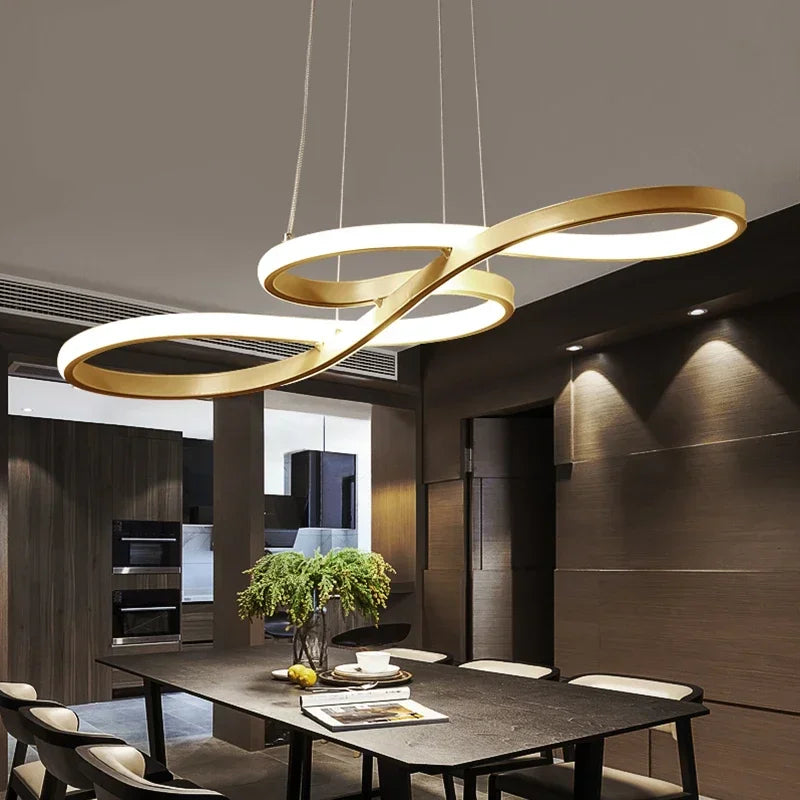 DecorBites™ Gold LED Chandelier: Modern Nordic Hanging Lamp for Dining Room, Kitchen, Bar, Office