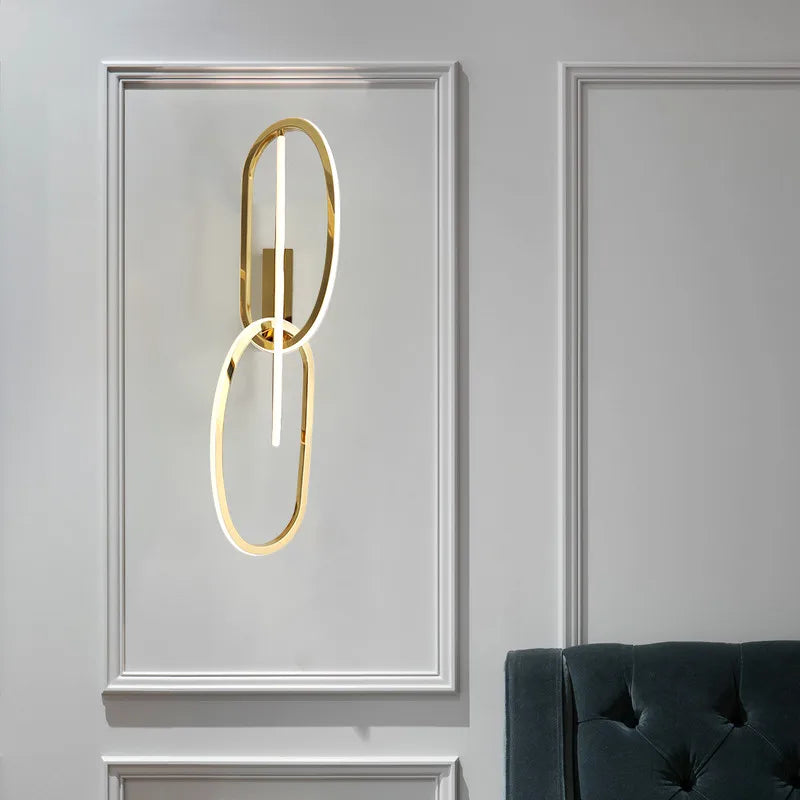 DecorBites™ Gold LED Wall Sconce Dimmable Lighting Fixture Polished Steel Modern Luminarias